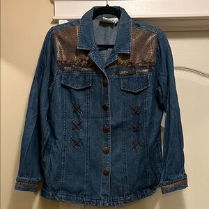 Denim Jacket with Brown Accents